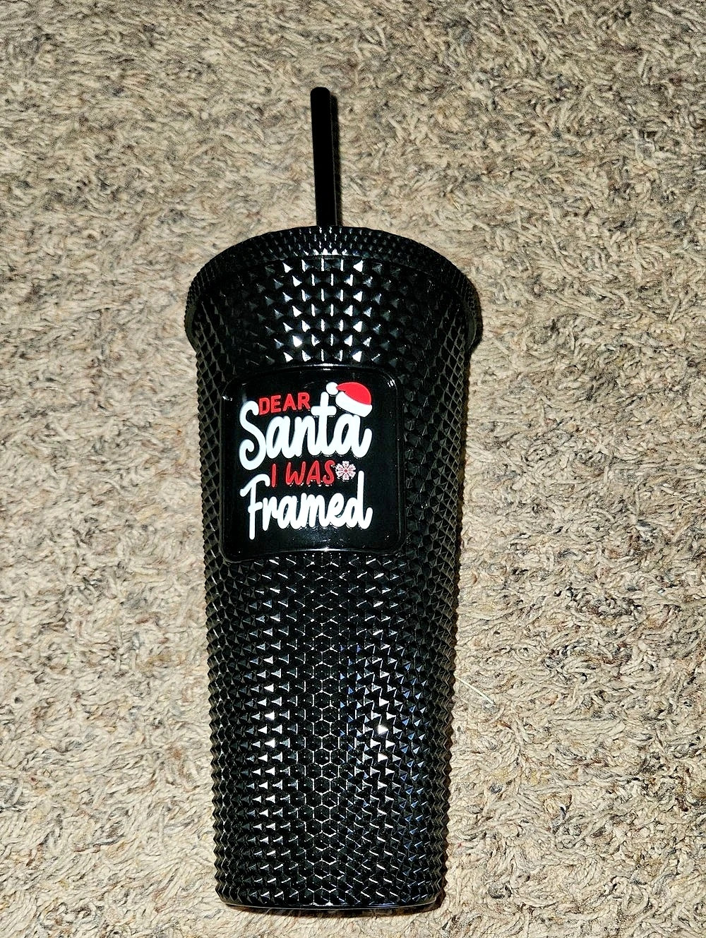 Walmart Dear Santa I Was Framed tumbler Black Holiday Tumbler